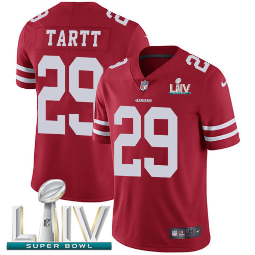 San Francisco 49ers Nike #29 Jaquiski Tartt Red Super Bowl LIV 2020 Team Color Youth Stitched NFL Vapor Untouchable Limited Jersey